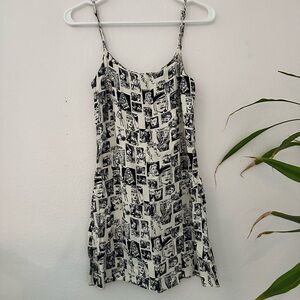 Reformation Black & White Comic Strip Slip Dress